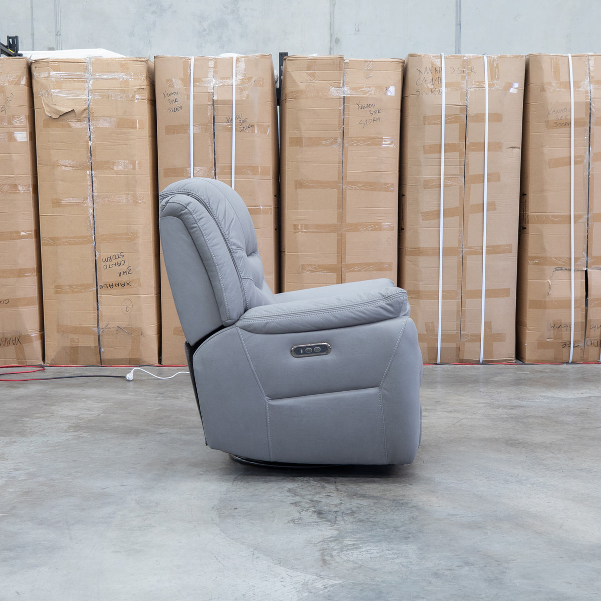 The Airlie Electric Swivel Glider Recliner - Ash available to purchase from Warehouse Furniture Clearance at our next sale event.