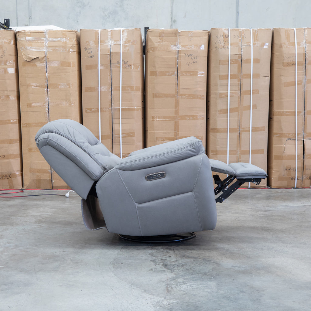 The Airlie Electric Swivel Glider Recliner - Ash available to purchase from Warehouse Furniture Clearance at our next sale event.