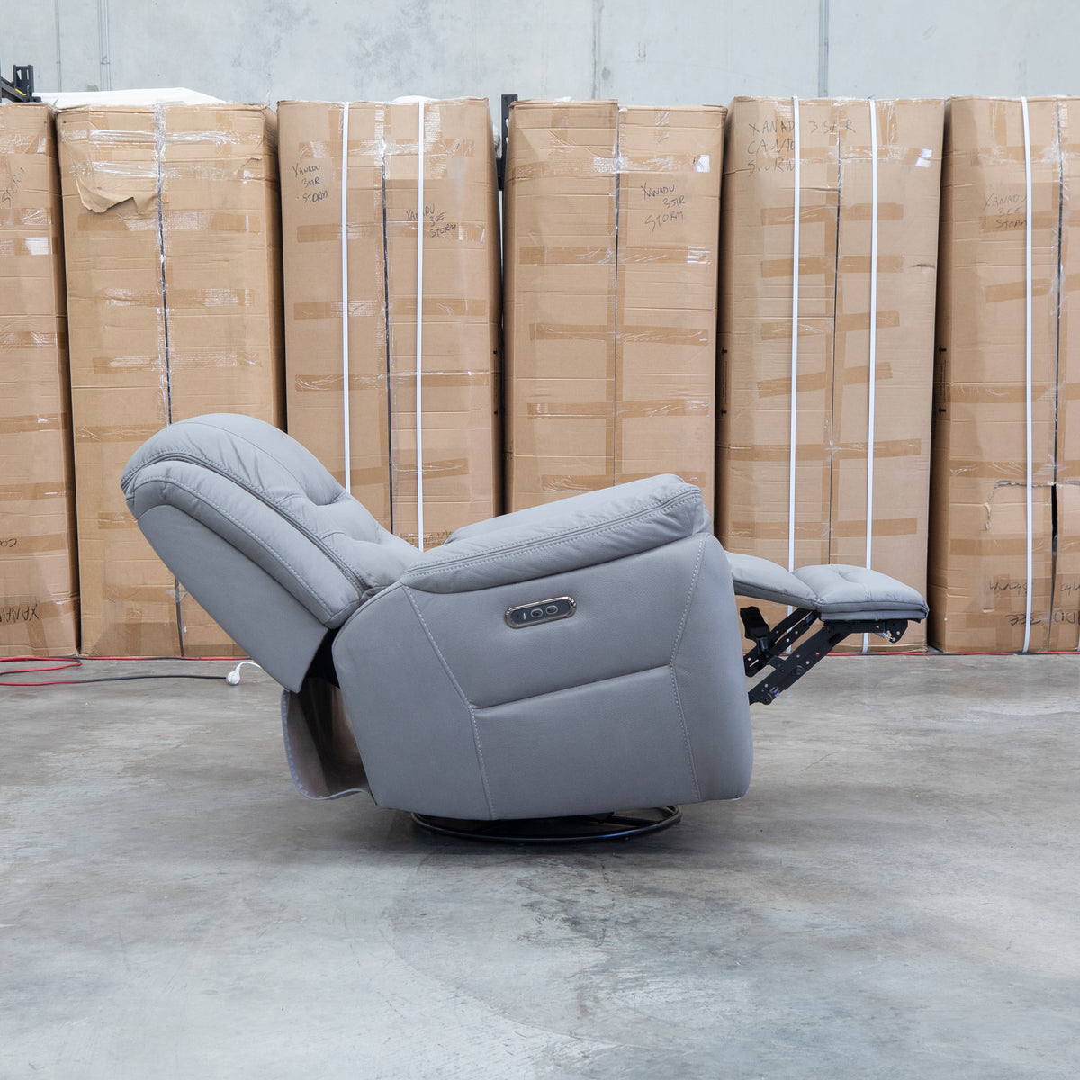 The Airlie Electric Swivel Glider Recliner - Ash available to purchase from Warehouse Furniture Clearance at our next sale event.