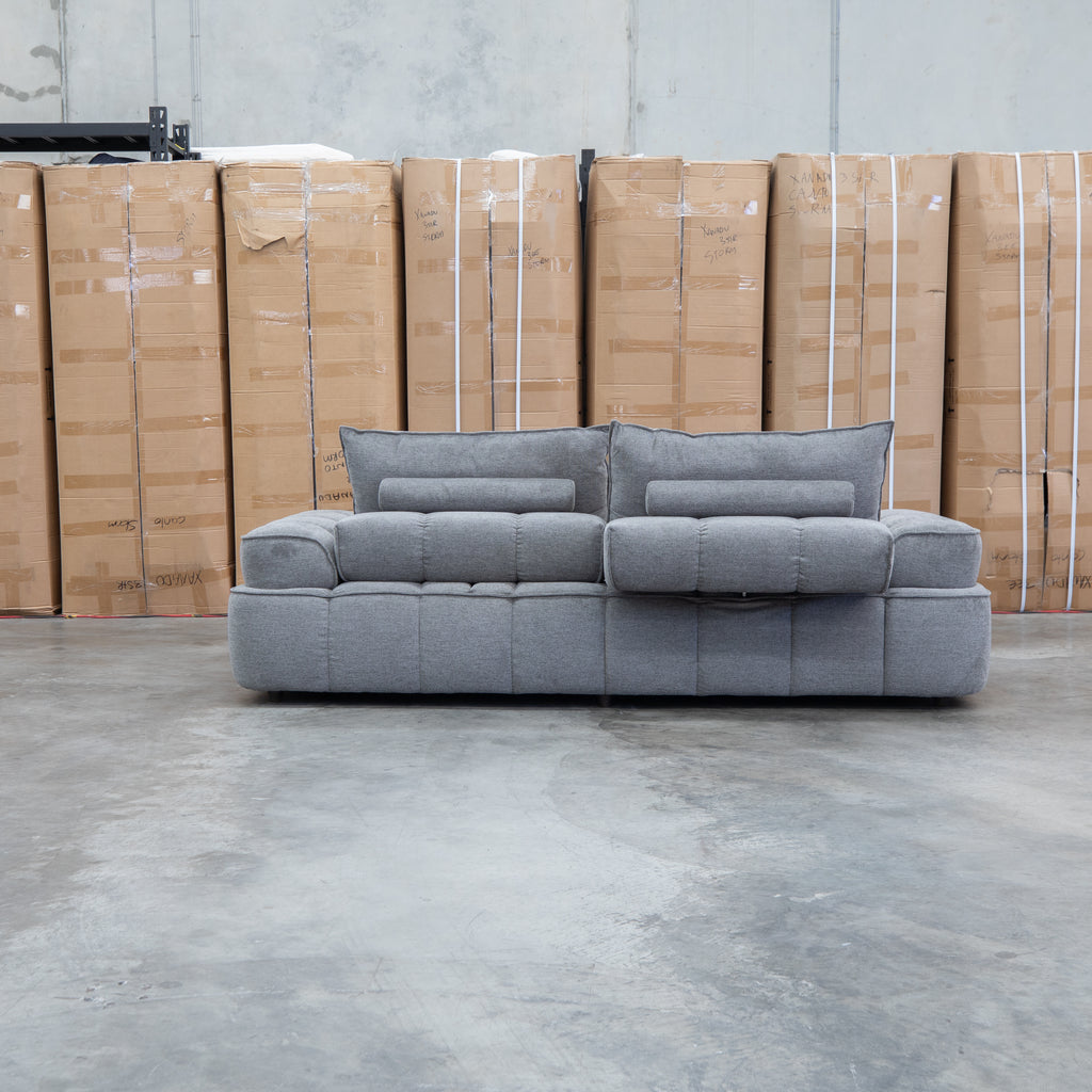 The Akiro 2.5 Seat Sofa with Adjustable Backs - Wild Dove available to purchase from Warehouse Furniture Clearance at our next sale event.