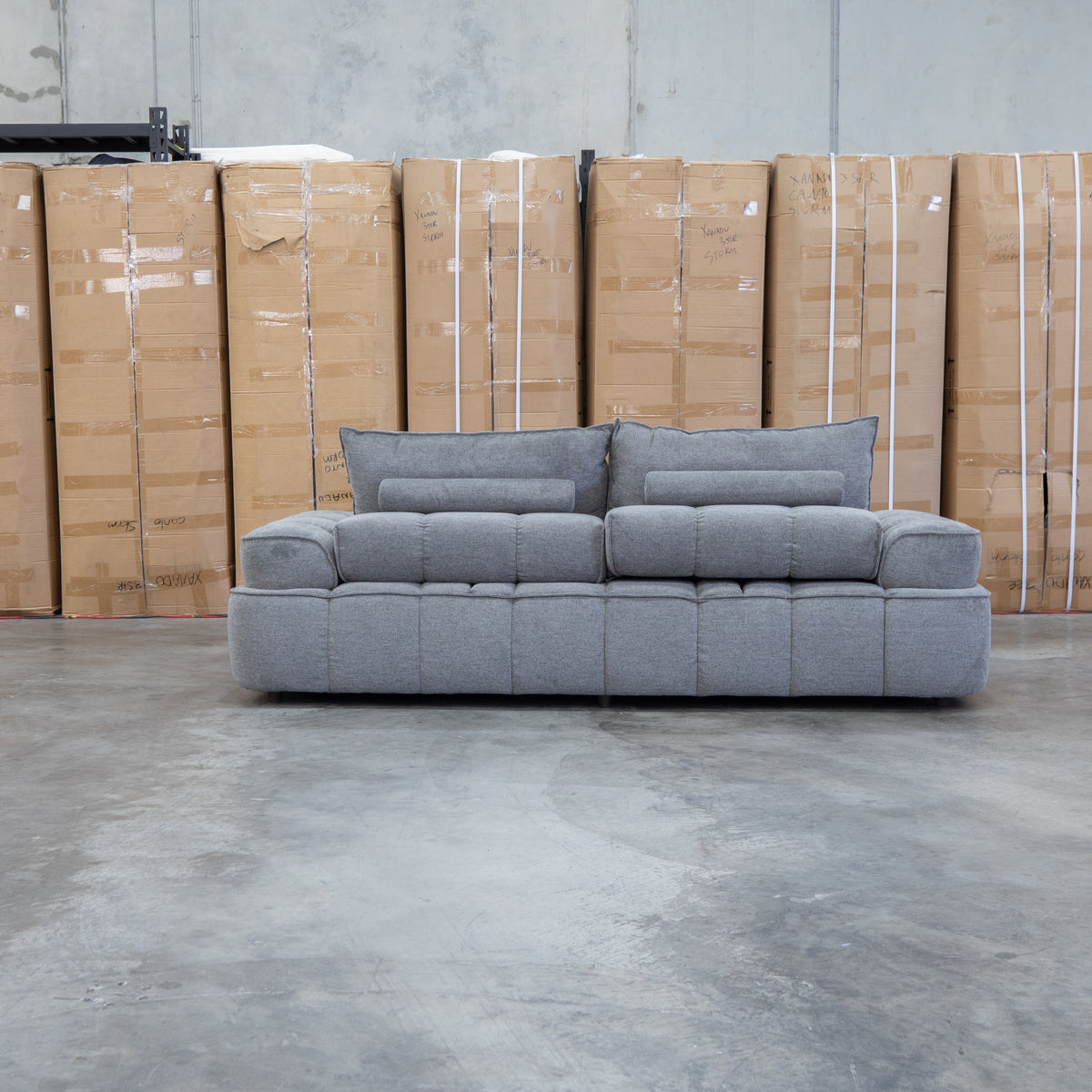 The Akiro 2.5 Seat Sofa with Adjustable Backs - Wild Dove available to purchase from Warehouse Furniture Clearance at our next sale event.