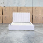 The Albany Queen Fabric Bed Extended Headboard - Beige available to purchase from Warehouse Furniture Clearance at our next sale event.