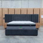 The Albany King Fabric Bed Extended Headboard - Charcoal available to purchase from Warehouse Furniture Clearance at our next sale event.