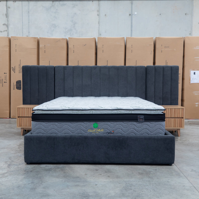 The Albany King Fabric Bed Extended Headboard - Charcoal