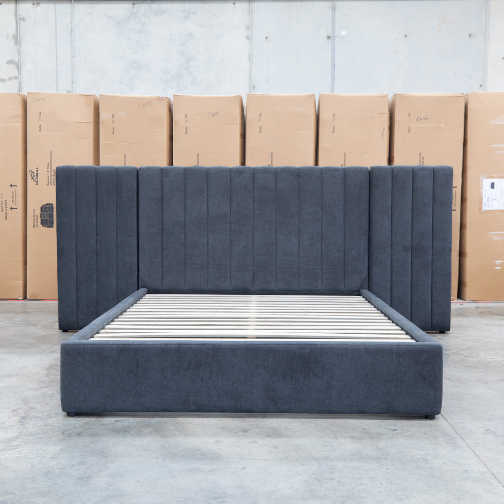 The Albany King Fabric Bed Extended Headboard - Charcoal available to purchase from Warehouse Furniture Clearance at our next sale event.