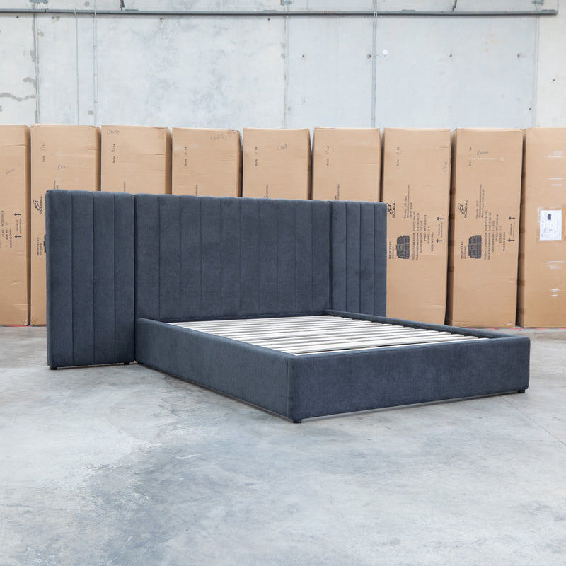 The Albany King Fabric Bed Extended Headboard - Charcoal