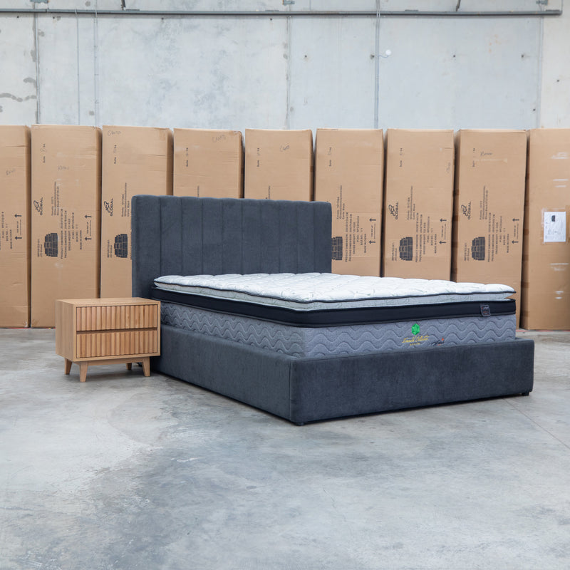 The Albany King Fabric Bed Extended Headboard - Charcoal