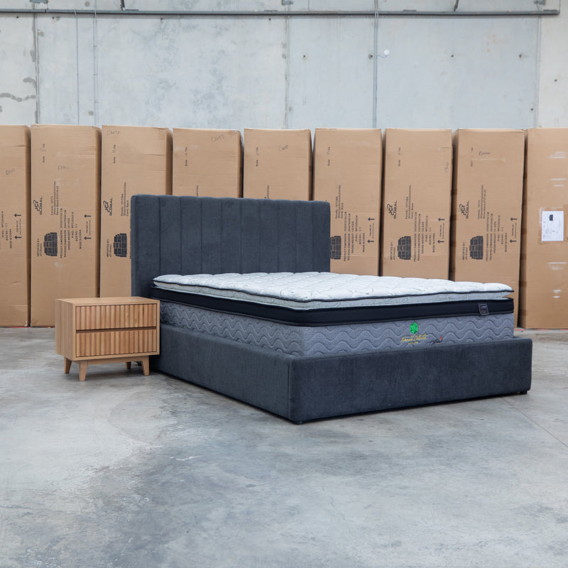 The Albany King Fabric Bed Extended Headboard - Charcoal