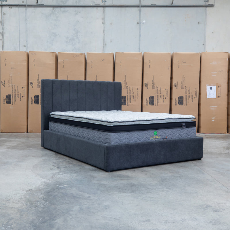The Albany King Fabric Bed Extended Headboard - Charcoal