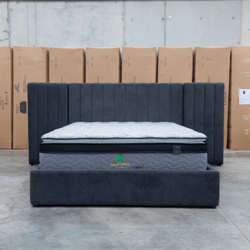 The Albany King Fabric Bed Extended Headboard - Charcoal