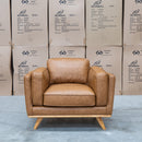 The Alpine Single Leather Armchair - Antique Tan available to purchase from Warehouse Furniture Clearance at our next sale event.