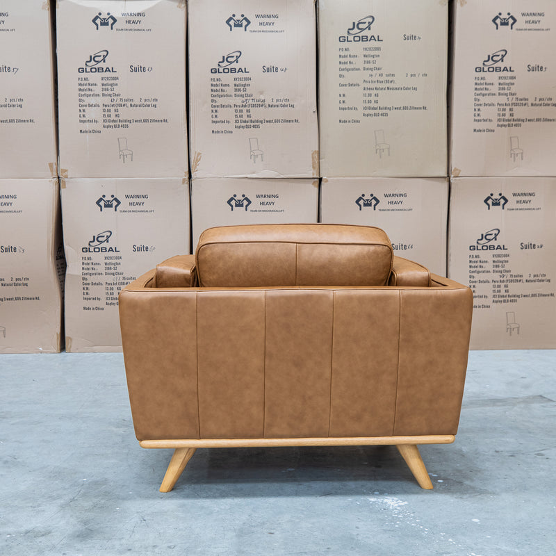 The Alpine Single Leather Armchair - Antique Tan available to purchase from Warehouse Furniture Clearance at our next sale event.