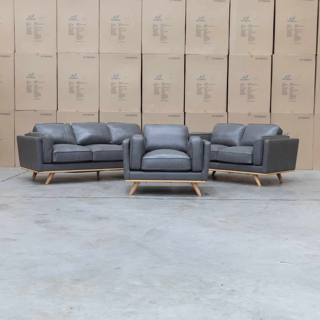 The Alpine Single Leather Armchair - Graphite available to purchase from Warehouse Furniture Clearance at our next sale event.