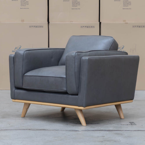 The Alpine Single Leather Armchair - Graphite available to purchase from Warehouse Furniture Clearance at our next sale event.