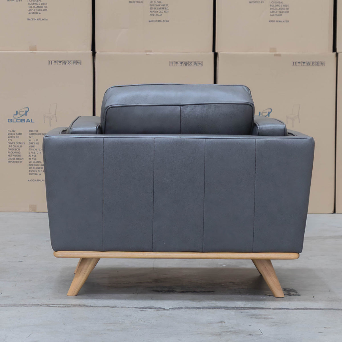 The Alpine Single Leather Armchair - Graphite available to purchase from Warehouse Furniture Clearance at our next sale event.