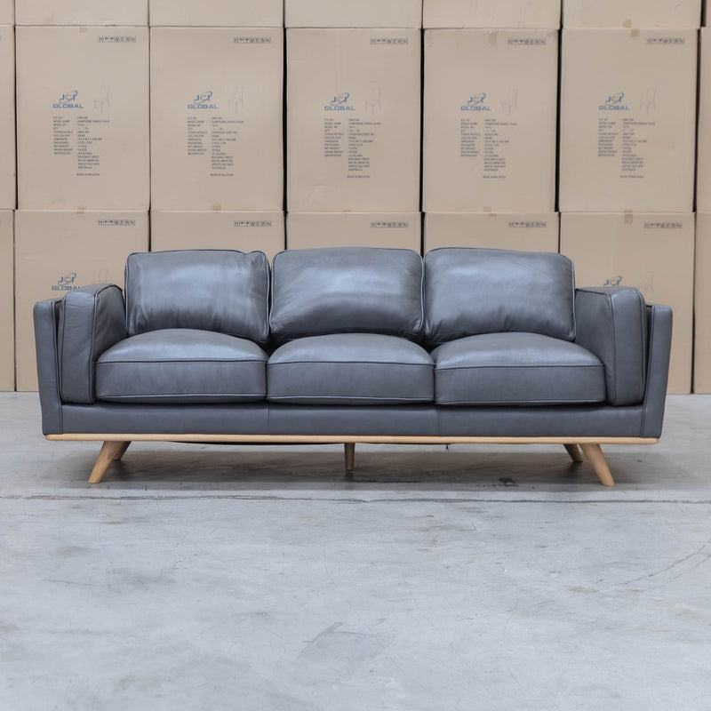 The Alpine Three Seat Leather Sofa - Graphite available to purchase from Warehouse Furniture Clearance at our next sale event.