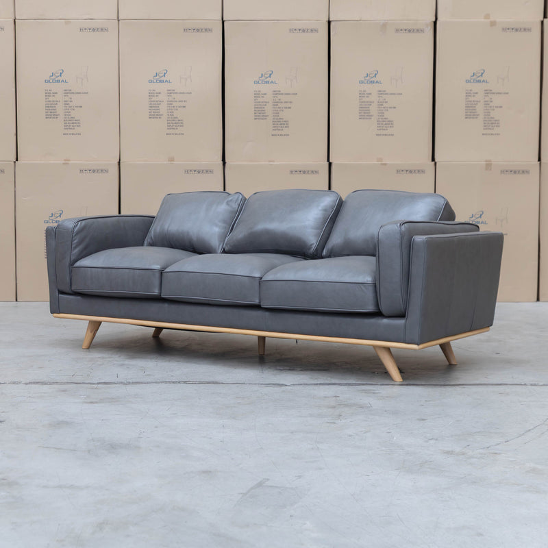 The Alpine Three Seat Leather Sofa - Graphite available to purchase from Warehouse Furniture Clearance at our next sale event.
