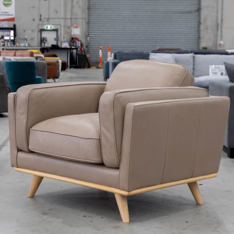 The Alpine Single Leather Armchair - Camel available to purchase from Warehouse Furniture Clearance at our next sale event.