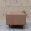 The Alpine Three Seat Leather Sofa - Tan available to purchase from Warehouse Furniture Clearance at our next sale event.