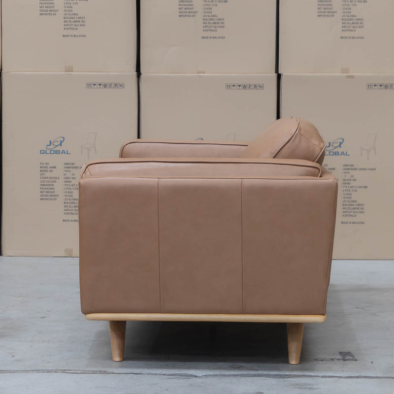 The Alpine Three Seat Leather Sofa - Tan available to purchase from Warehouse Furniture Clearance at our next sale event.
