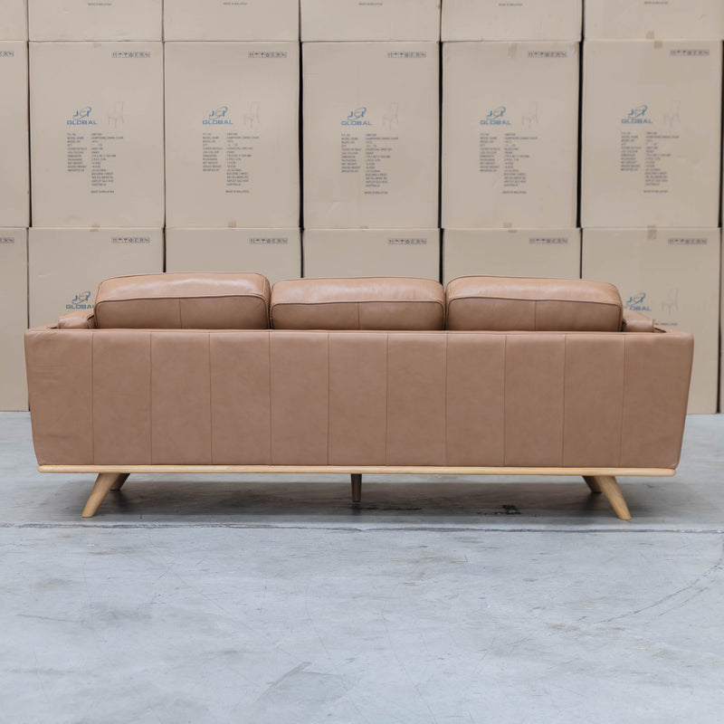 The Alpine Three Seat Leather Sofa - Tan available to purchase from Warehouse Furniture Clearance at our next sale event.