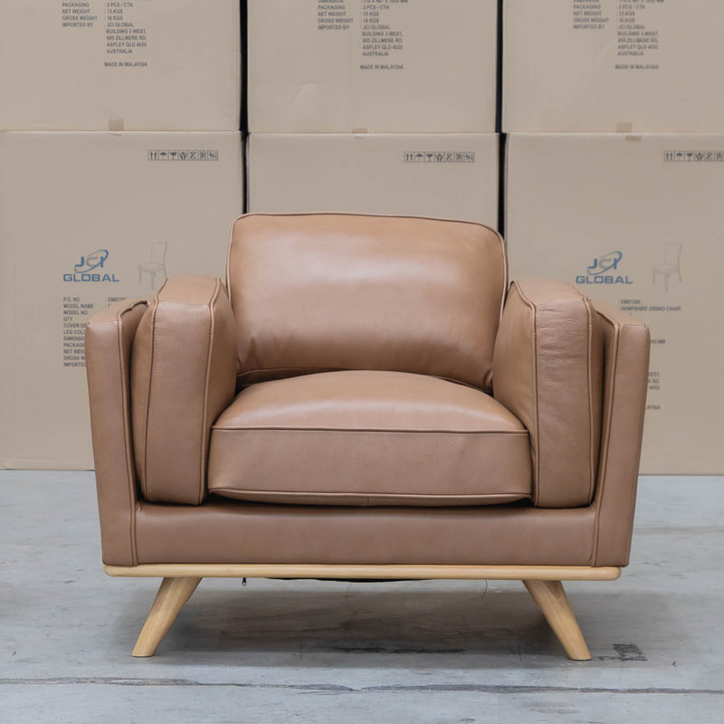 The Alpine Single Leather Armchair - Tan available to purchase from Warehouse Furniture Clearance at our next sale event.