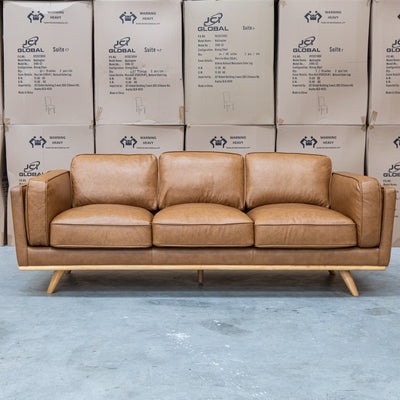 The Alpine Three Seat Leather Sofa - Antique Tan available to purchase from Warehouse Furniture Clearance at our next sale event.