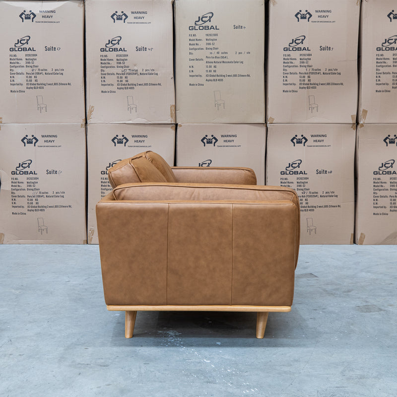 The Alpine Three Seat Leather Sofa - Antique Tan available to purchase from Warehouse Furniture Clearance at our next sale event.