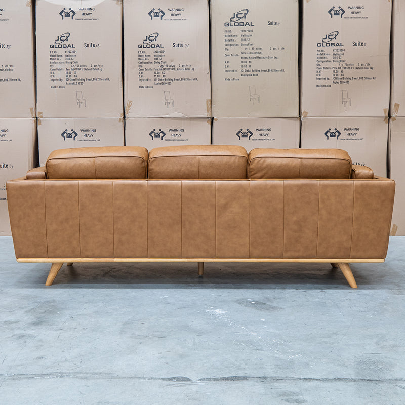 The Alpine Three Seat Leather Sofa - Antique Tan available to purchase from Warehouse Furniture Clearance at our next sale event.