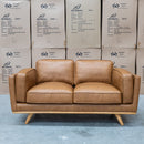 The Alpine Two Seat Leather Sofa - Antique Tan available to purchase from Warehouse Furniture Clearance at our next sale event.