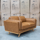 The Alpine Two Seat Leather Sofa - Antique Tan available to purchase from Warehouse Furniture Clearance at our next sale event.