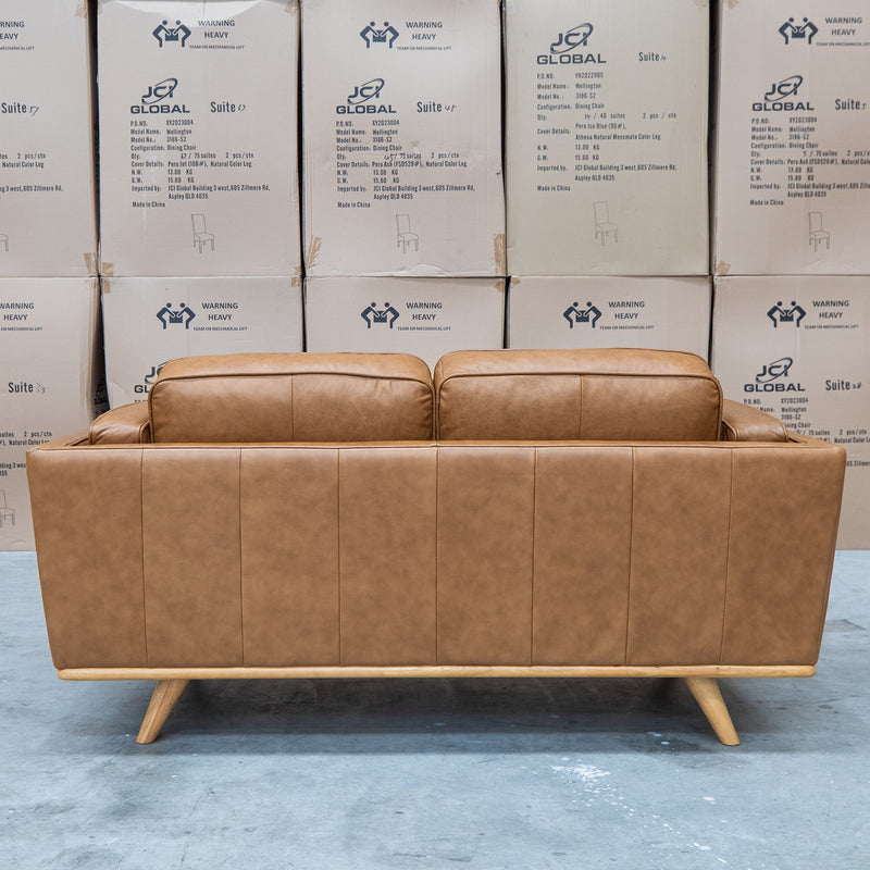 The Alpine Two Seat Leather Sofa - Antique Tan available to purchase from Warehouse Furniture Clearance at our next sale event.