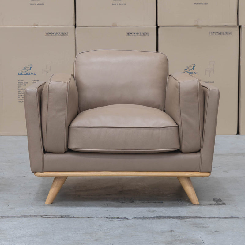 Alpine Single Leather Armchair - Camel