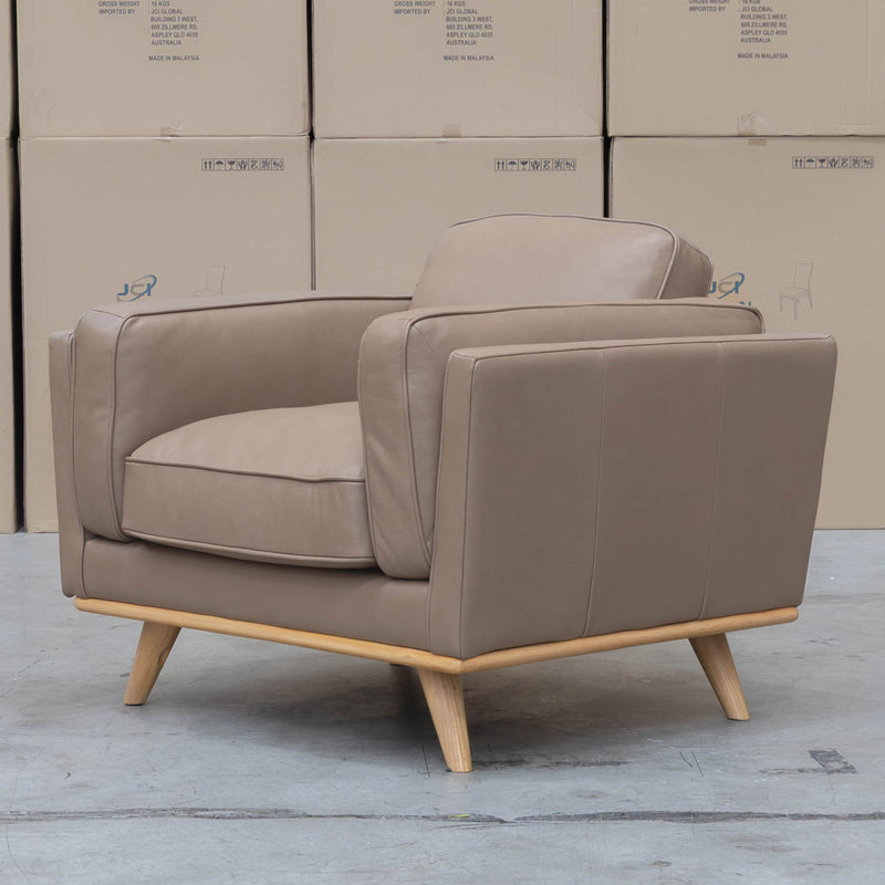 Alpine Single Leather Armchair - Camel