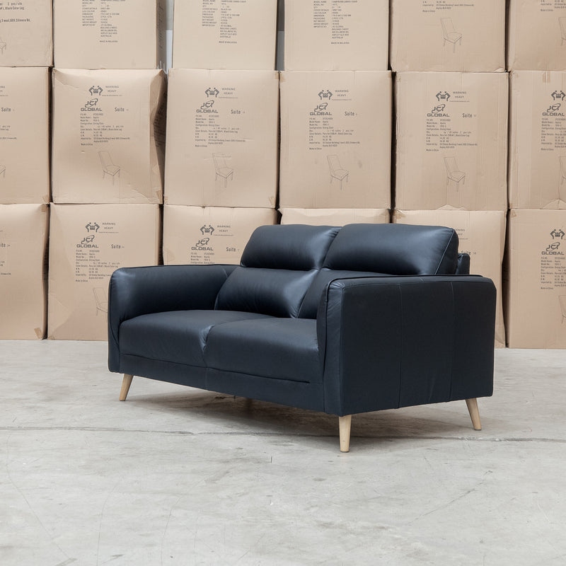 The Alyssa Two Seat Leather Sofa - Black available to purchase from Warehouse Furniture Clearance at our next sale event.