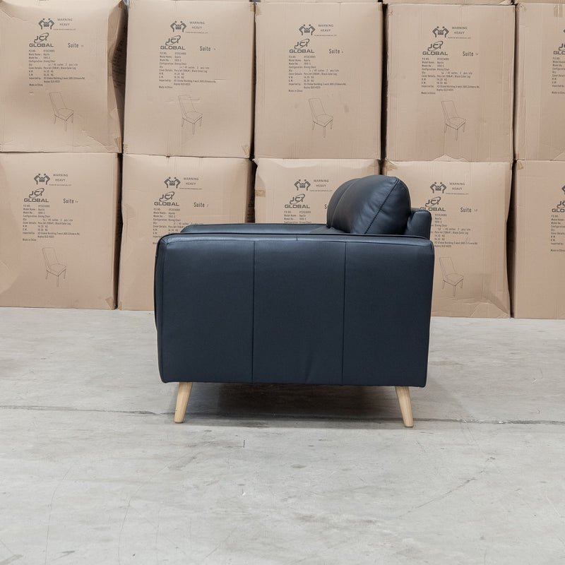 The Alyssa Two Seat Leather Sofa - Black available to purchase from Warehouse Furniture Clearance at our next sale event.