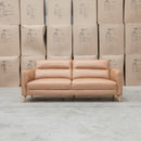 The Alyssa Three Seat Leather Sofa - Tan available to purchase from Warehouse Furniture Clearance at our next sale event.