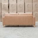 The Alyssa Three Seat Leather Sofa - Tan available to purchase from Warehouse Furniture Clearance at our next sale event.