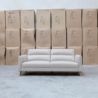 The Alyssa Three Seat Leather Sofa - White available to purchase from Warehouse Furniture Clearance at our next sale event.