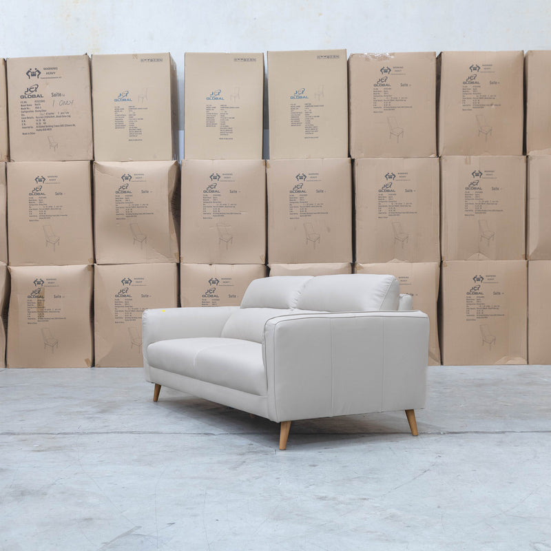 The Alyssa Three Seat Leather Sofa - White available to purchase from Warehouse Furniture Clearance at our next sale event.