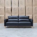 The Alyssa Three Seat Leather Sofa - Black available to purchase from Warehouse Furniture Clearance at our next sale event.