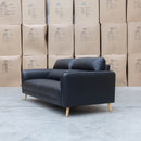 The Alyssa Three Seat Leather Sofa - Black available to purchase from Warehouse Furniture Clearance at our next sale event.