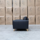 The Alyssa Three Seat Leather Sofa - Black available to purchase from Warehouse Furniture Clearance at our next sale event.