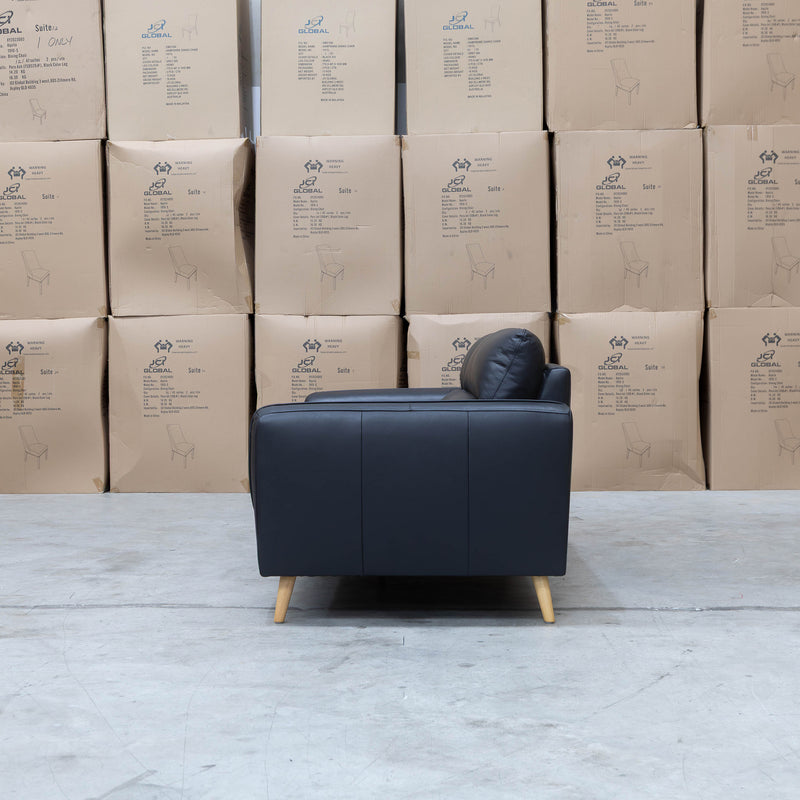 The Alyssa Three Seat Leather Sofa - Black available to purchase from Warehouse Furniture Clearance at our next sale event.