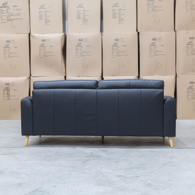 The Alyssa Three Seat Leather Sofa - Black available to purchase from Warehouse Furniture Clearance at our next sale event.