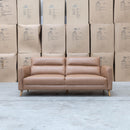 The Alyssa Three Seat Leather Sofa - Tan available to purchase from Warehouse Furniture Clearance at our next sale event.