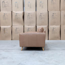 The Alyssa Three Seat Leather Sofa - Tan available to purchase from Warehouse Furniture Clearance at our next sale event.