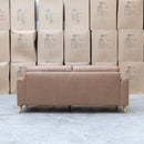 The Alyssa Three Seat Leather Sofa - Tan available to purchase from Warehouse Furniture Clearance at our next sale event.