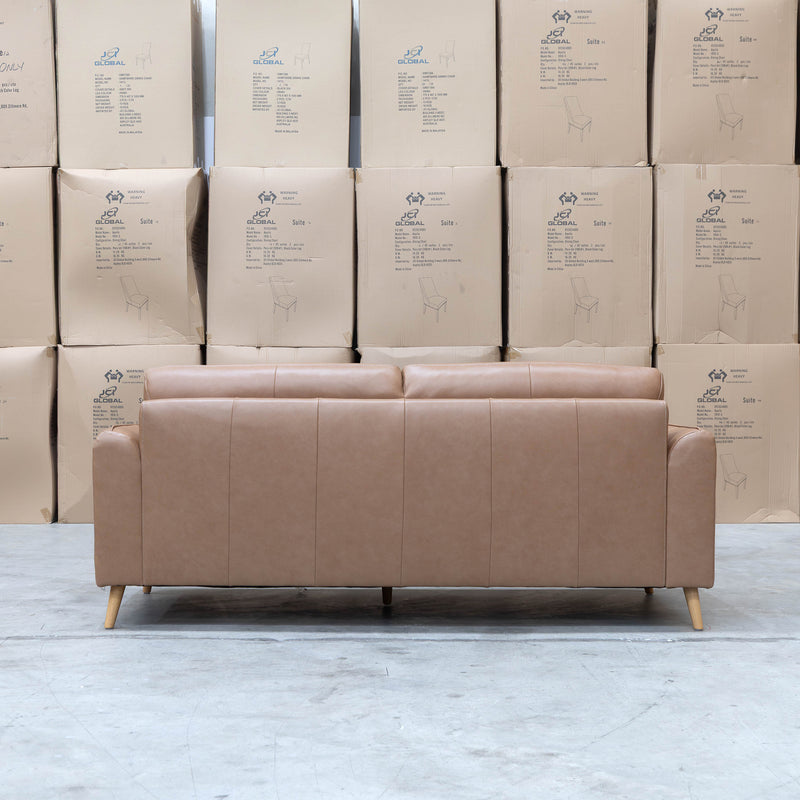 The Alyssa Three Seat Leather Sofa - Tan available to purchase from Warehouse Furniture Clearance at our next sale event.