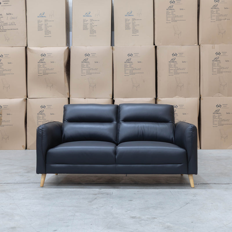 The Alyssa Two Seat Leather Sofa - Black available to purchase from Warehouse Furniture Clearance at our next sale event.